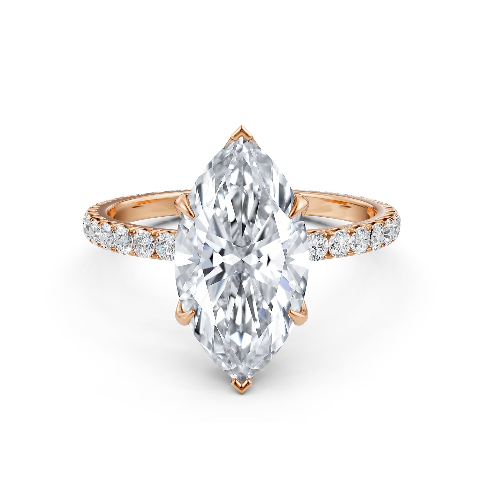 Marquise Lab Grown Diamond IGI Certified French U Cut Pave Set Engagement Ring